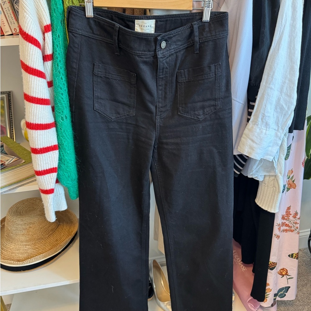 Sezane The 70's Trousers Black - Size 8